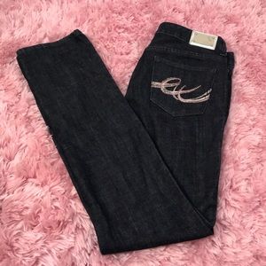 Express Pink Crystal Stella Skinny Dark Jeans